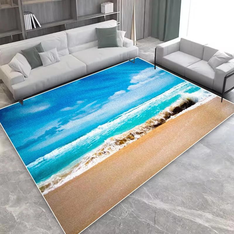 2D Ocean Wave Beach Flannel Area Rug - Realistic Sea Foam Sandy Shore Print Soft Mat for Living Room & Bedroom, Non-Slip Coastal Home Decor #OceanWaveRug #BeachSeafoamMat #CoastalHomeDecor #2DSeaCarpet #NonSlipFlannelRug