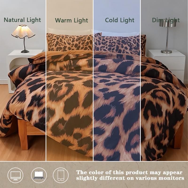 3pcs Leopard Print Bedding Set, Includes 1 Duvet Cover + 2 Pillowcases No insert, Soft and Comfortable, Perfect Gift for Bedroom Decor