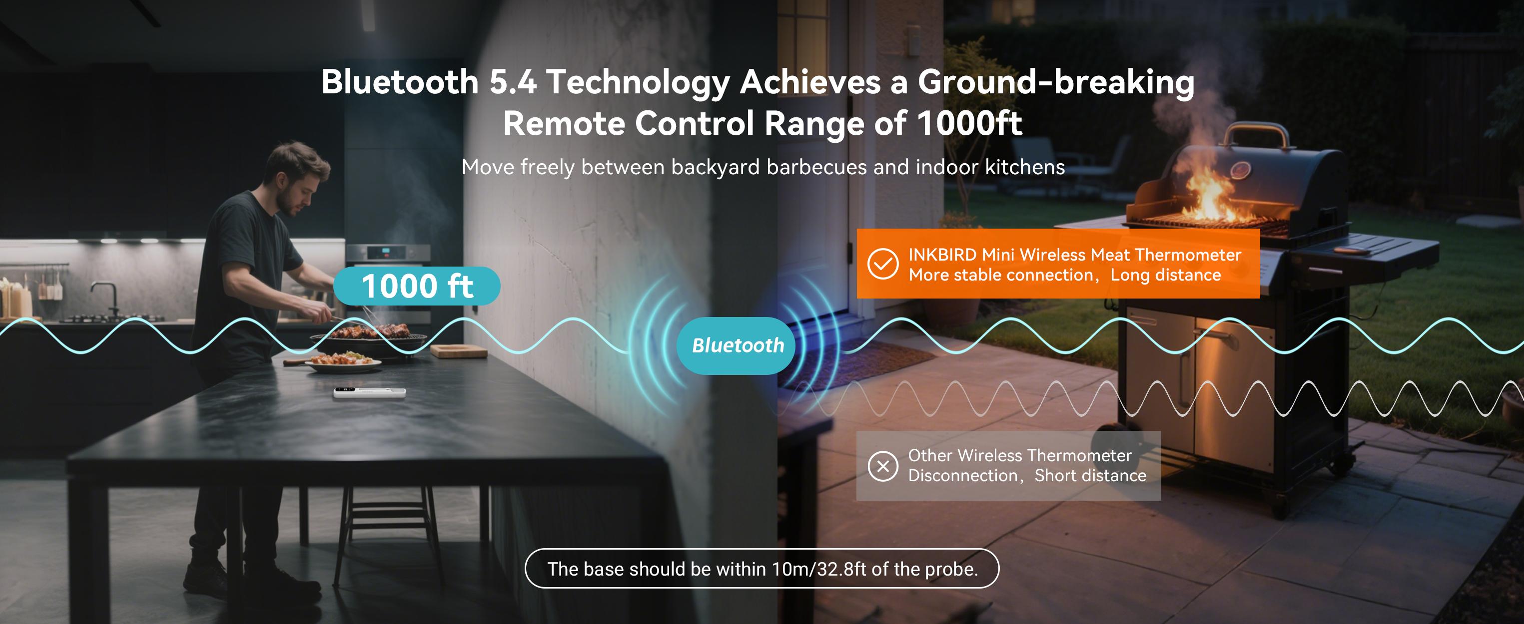 INKBIRD wireless thermometer, Bluetooth meat thermometer, waterproof, suitable for grilling, cooking, kitchen utensils TikTokShopBlackFriday Portable