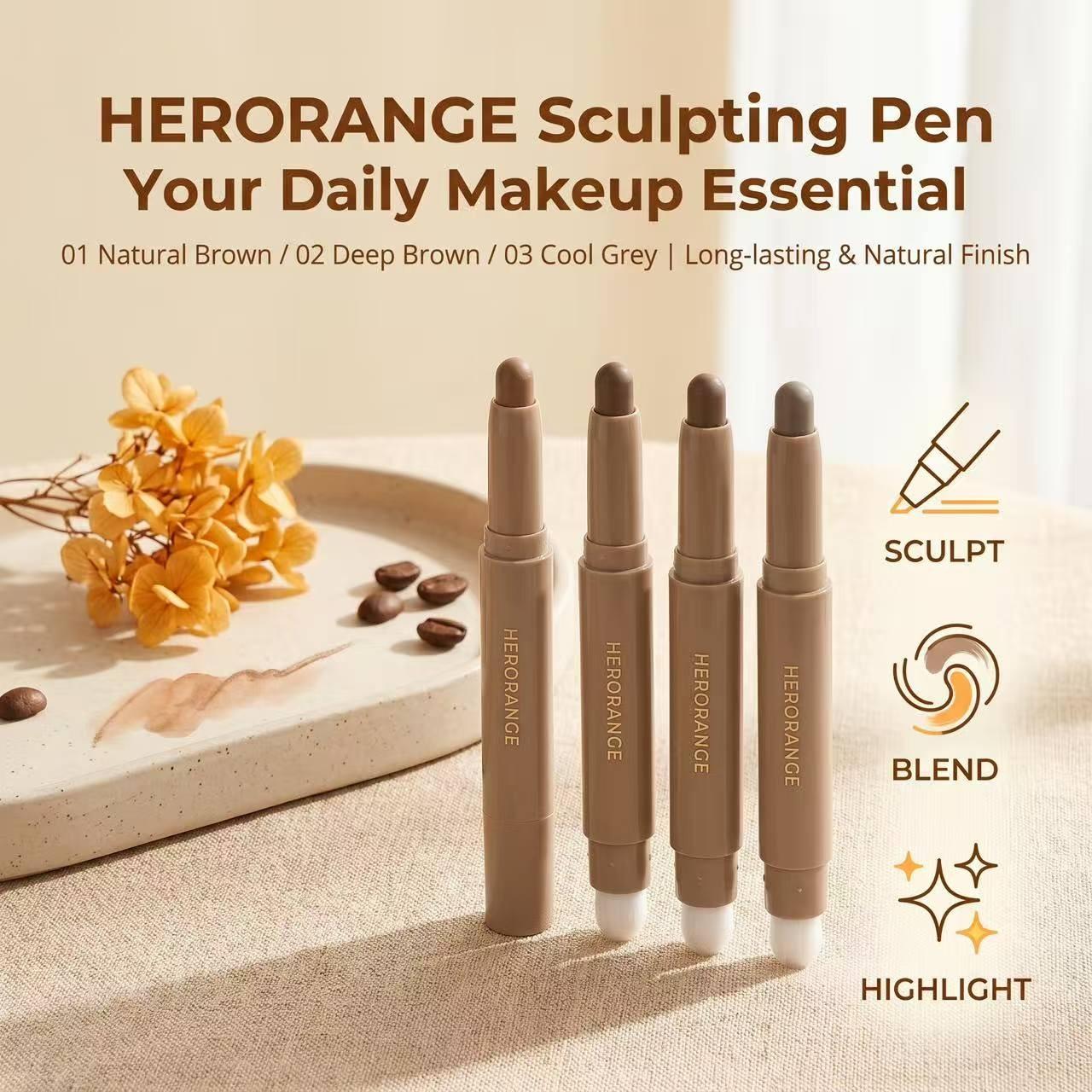 One-Step Dual Shade Contouring Pencil, Nose Shadow Face Contour, Smooth Blend, Natural Finish, Ideal for Daily Commute, Recyclable