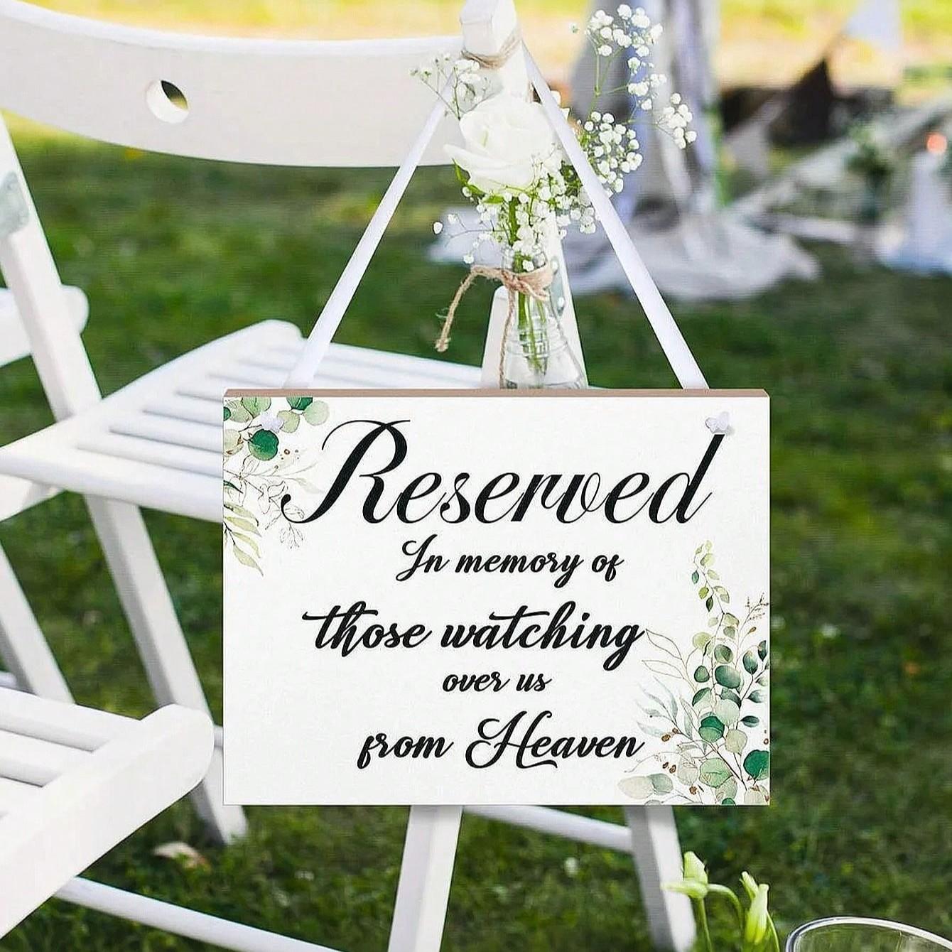 Wedding Reservation Sign Wooden Memorial for Deceased, Wedding Wood Memorial Plaque, Celebrate Heaven Ceremony, Restaurant Seat Banner (eucalyptus)