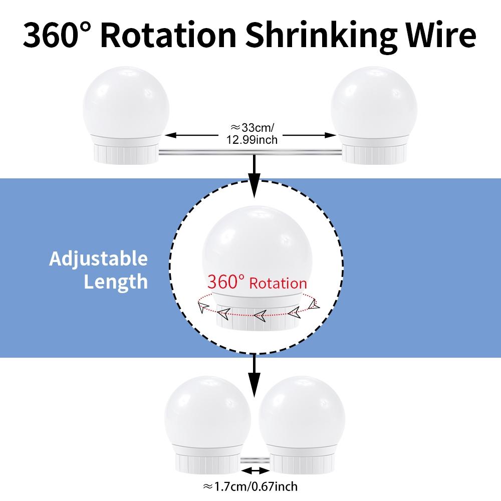 LED Vanity Light, USB Rechargeable Touch Switch Hollywood Style Makeup Mirror Light, Dimmable Makeup Mirror Light for Home Bathroom Washroom