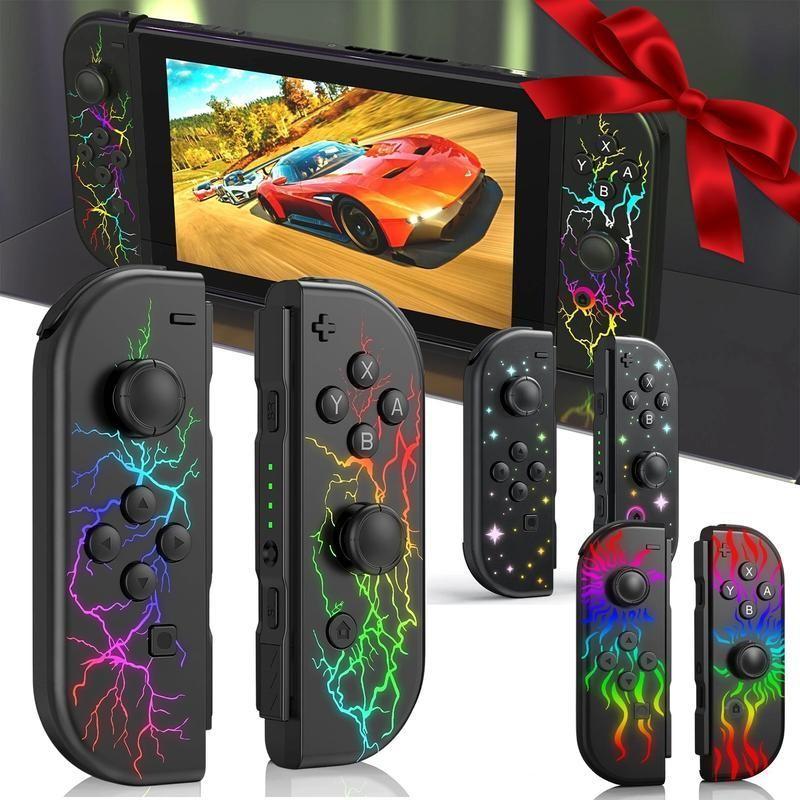 Wireless Controller Compatible with Switch Lite Oled, Dual Vibration Function Replacement Gamepad, Cool Wake-Up Switch Accessory