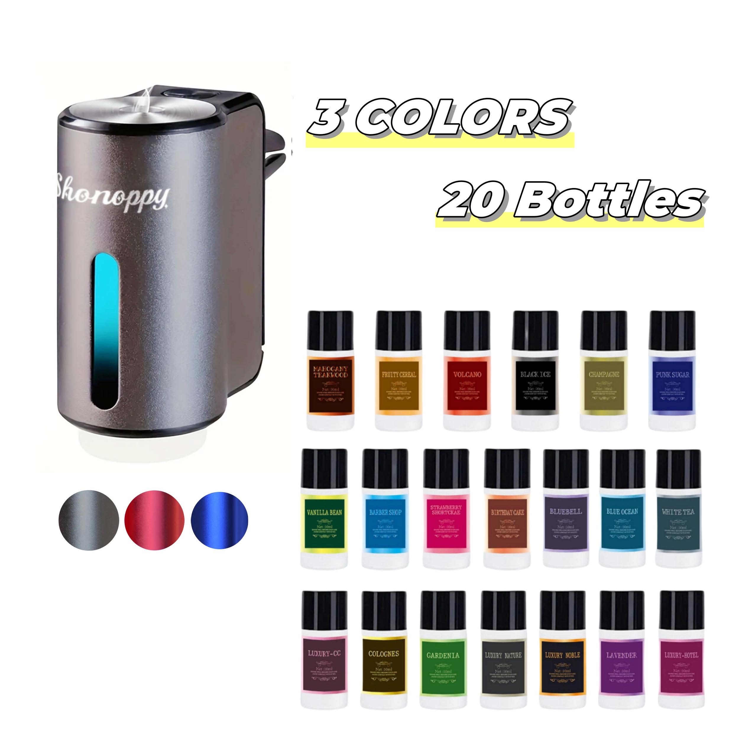 SHonoppy Car Air Fresheners Diffuser - 20Bottles Natural Essential Oils Scent Perfume,Rechargeable Car Aroma Diffuser with Three Adjustable Scent Levels,Car Interior Accessories Gifts