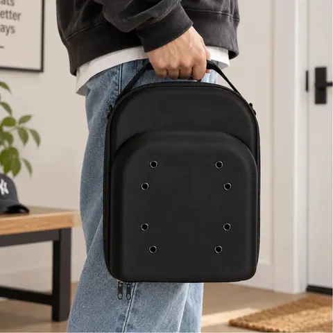 1PC 6-Cap Capacity Protective Black EVA Hard Shell Baseball Cap Storage Case, Portable Hat Organizer Carrying Case for Travel Home Closet & Luggage, Ventilated Zipper Hat Carrier, Gift for Hat Lovers
