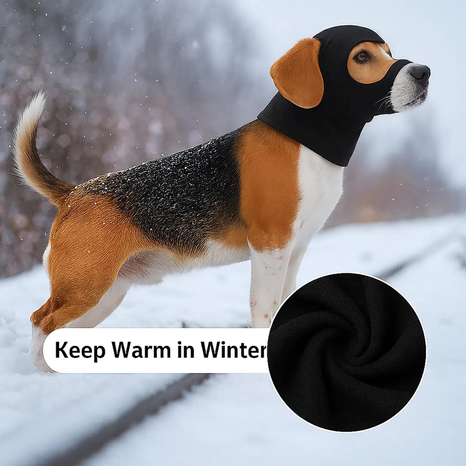 Pet Warmth Anti-Cold Dog Head Cover, Adjustable Windproof Neck Protector, Labrador Calming Mask, Fall Winter Essential Gear