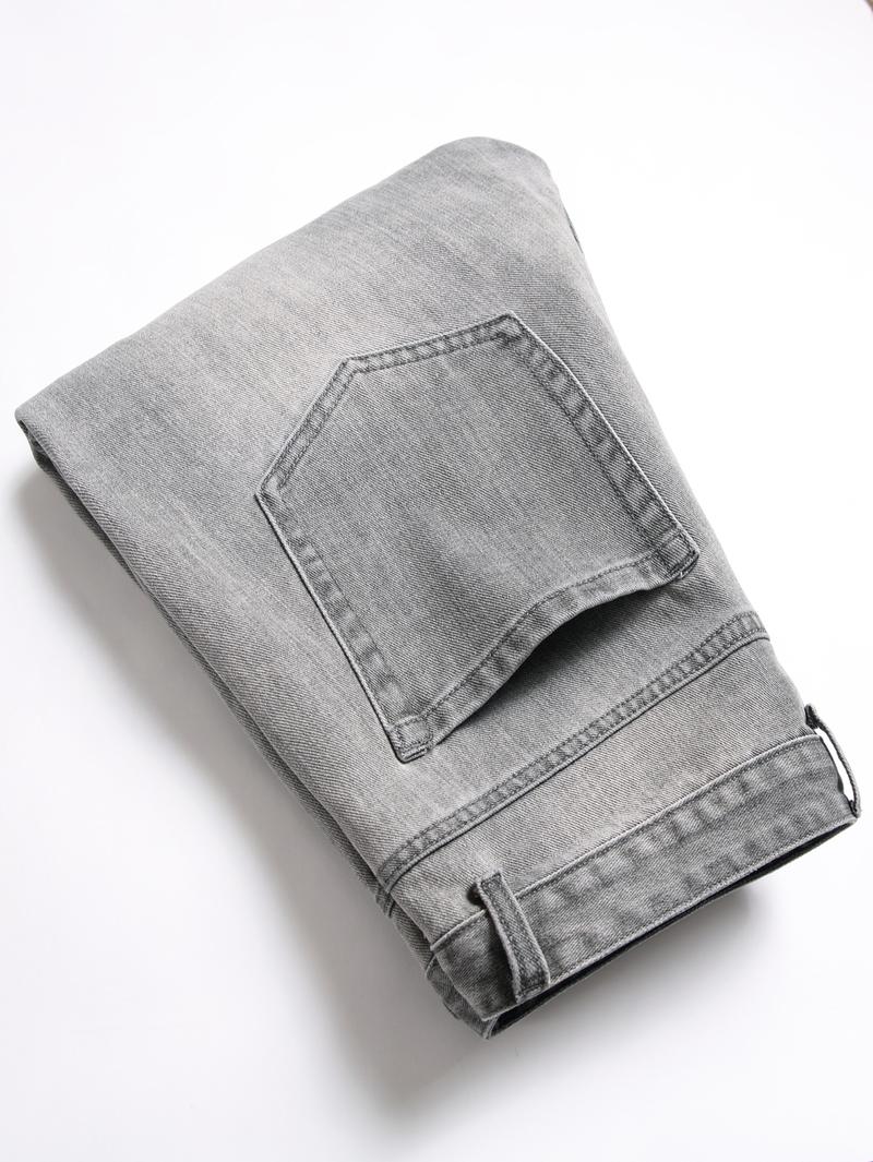 Men's Classic Basic Grey Trouser, Fashion Street Style Breathable And Comfortable Jeans, Autumn Denim Pants Suitable For Various Occasions To Wear