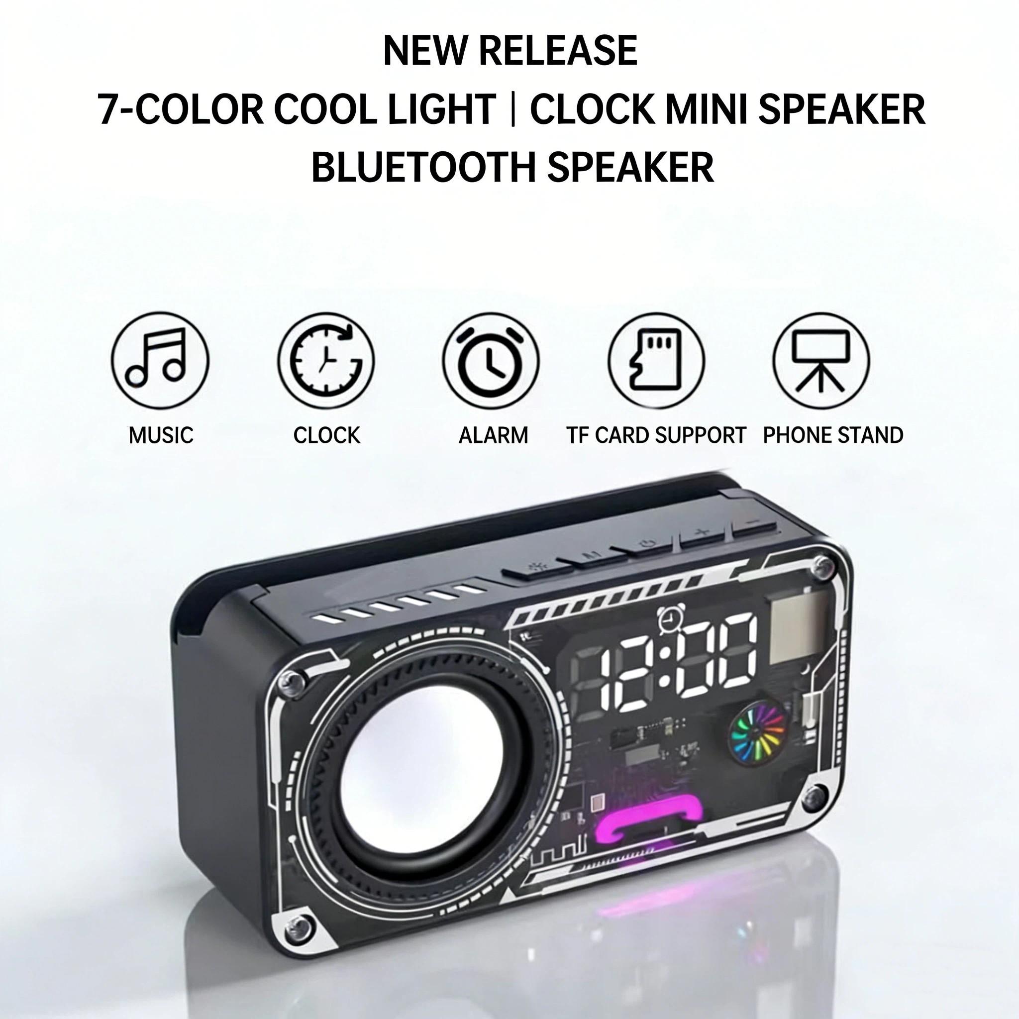 Transparent Wireless Bluetooth-compatible Speaker with Phone Stand, RGB LED Night Light, Portable Stereo Sound System, Long Battery, Perfect Gift