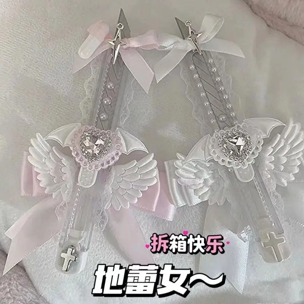Original Dolly Style Handmade Utility Knife, Cute Bow Decor Cutter, Alt Subculture Anime Box Opening Parcel Cutting Tool