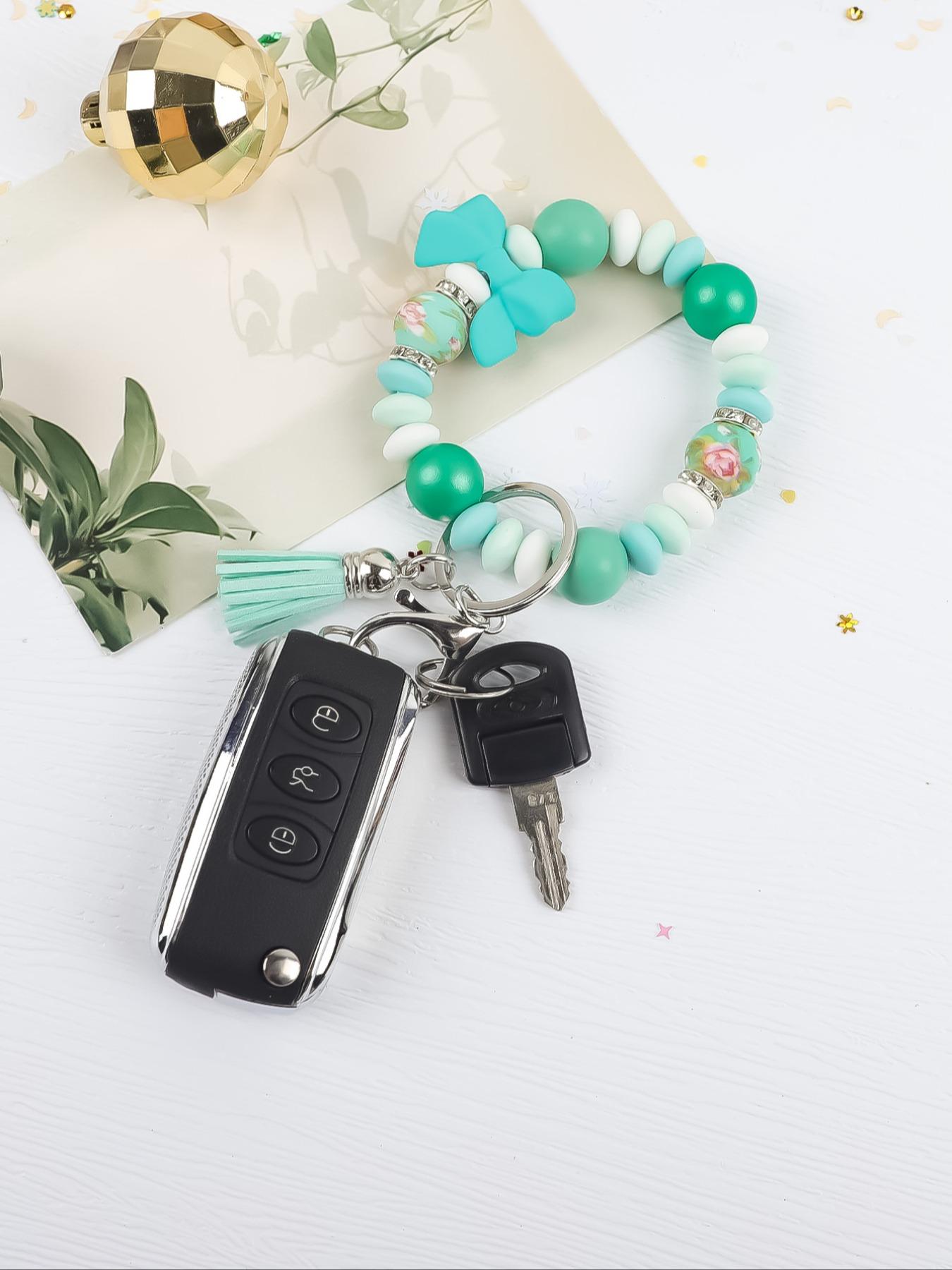 Bow Beaded Keychain, Multicolor Pearl Wristlet Keyring, Cute Butterfly Design, Versatile Gift for Friends, Mom, Birthday, Holiday, Keychain Lanyard