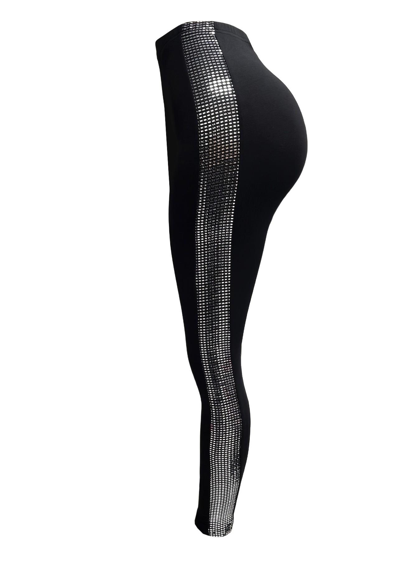 Trendy Sequined Skinny Pants Legging, Comfy Stretchy Leggings, Festival Party Wear, Breathable Stretch Fabric, Comfortable & Versatile, Perfect for All Seasons