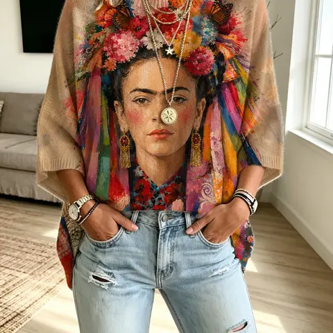 Women's Loose-Fit Bat Sleeve Knitted Top, Casual Halloween Print Pullover, Lightweight Round Neck Sweater, Slimming & Versatile Outerwear