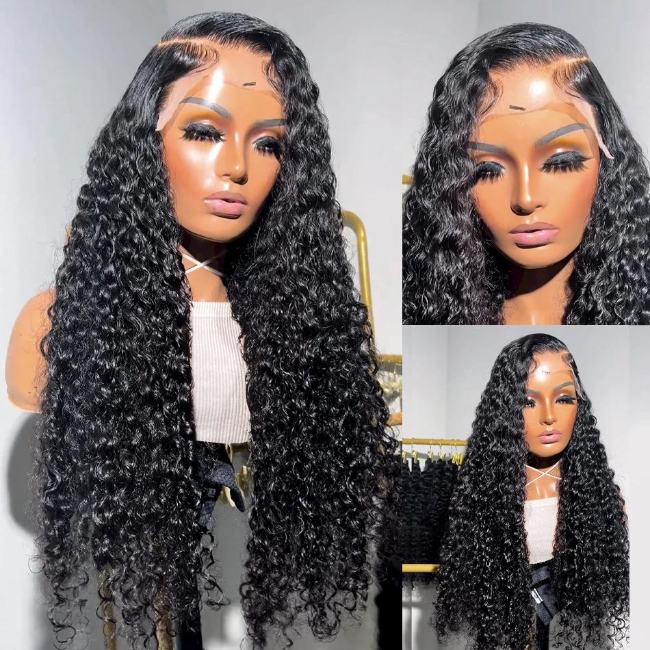 Deep Wave 13x6 Hd Curly Lace Front Human Hair Wigs Pre Plucked 13x4 Water Wave Lace Frontal Wigs For Women 180% Density