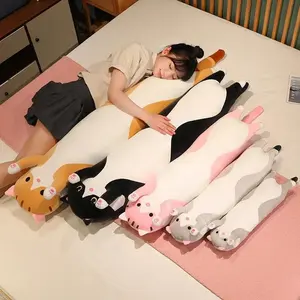 50cm Funny Joy Cute Soft Long Cat Plush Toys Pause Office Nap Pillow Bed Sleep Home Decor Doll for Kids Girl Gift