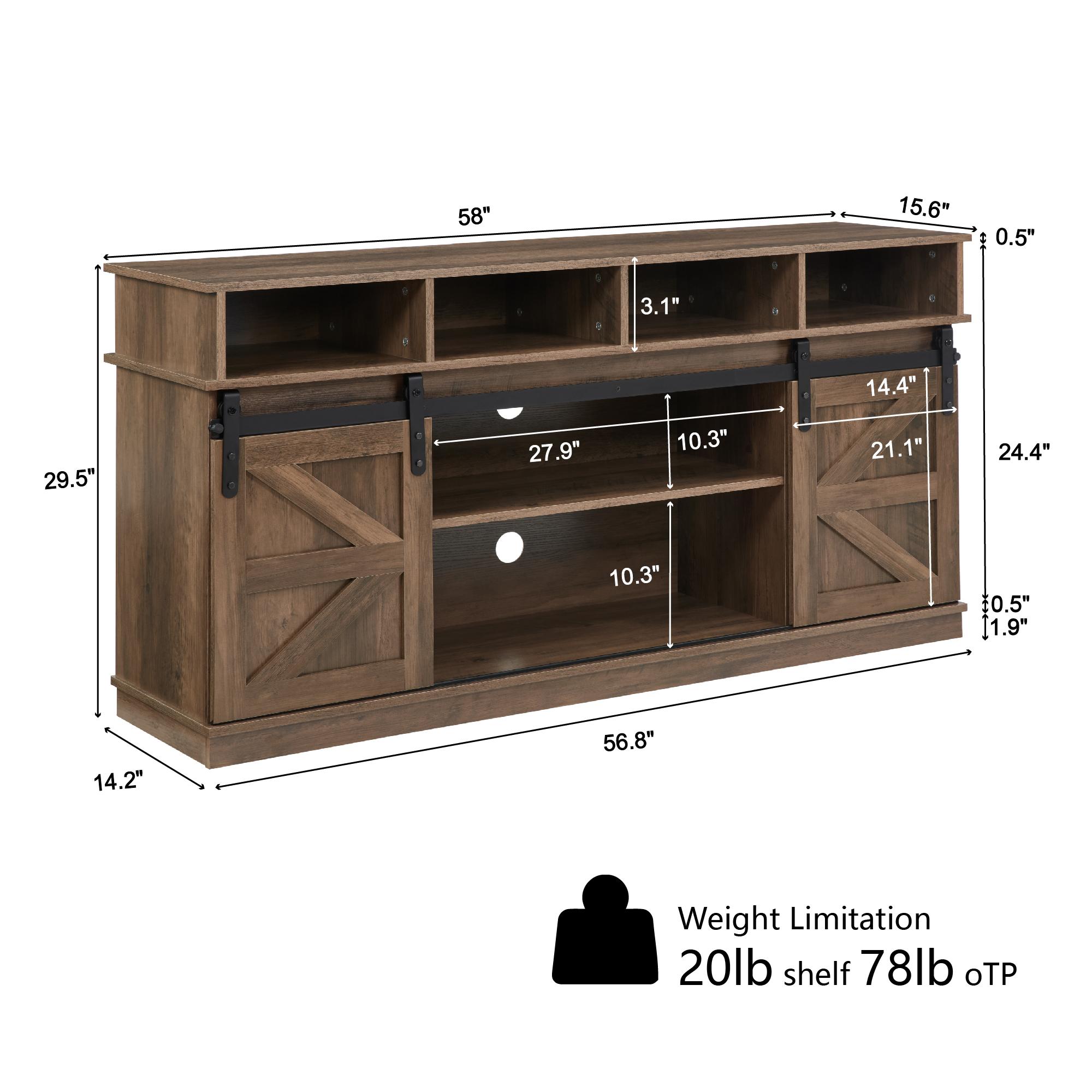 【TikTokShopBlackFriday】【Clearance】58" Farmhouse TV Stand and Entertainment Center for 65 Inch TVs, Rustic Media Console with Sliding Barn Doors, Storage Cabinets and Cable Management for Living Room Bedroom