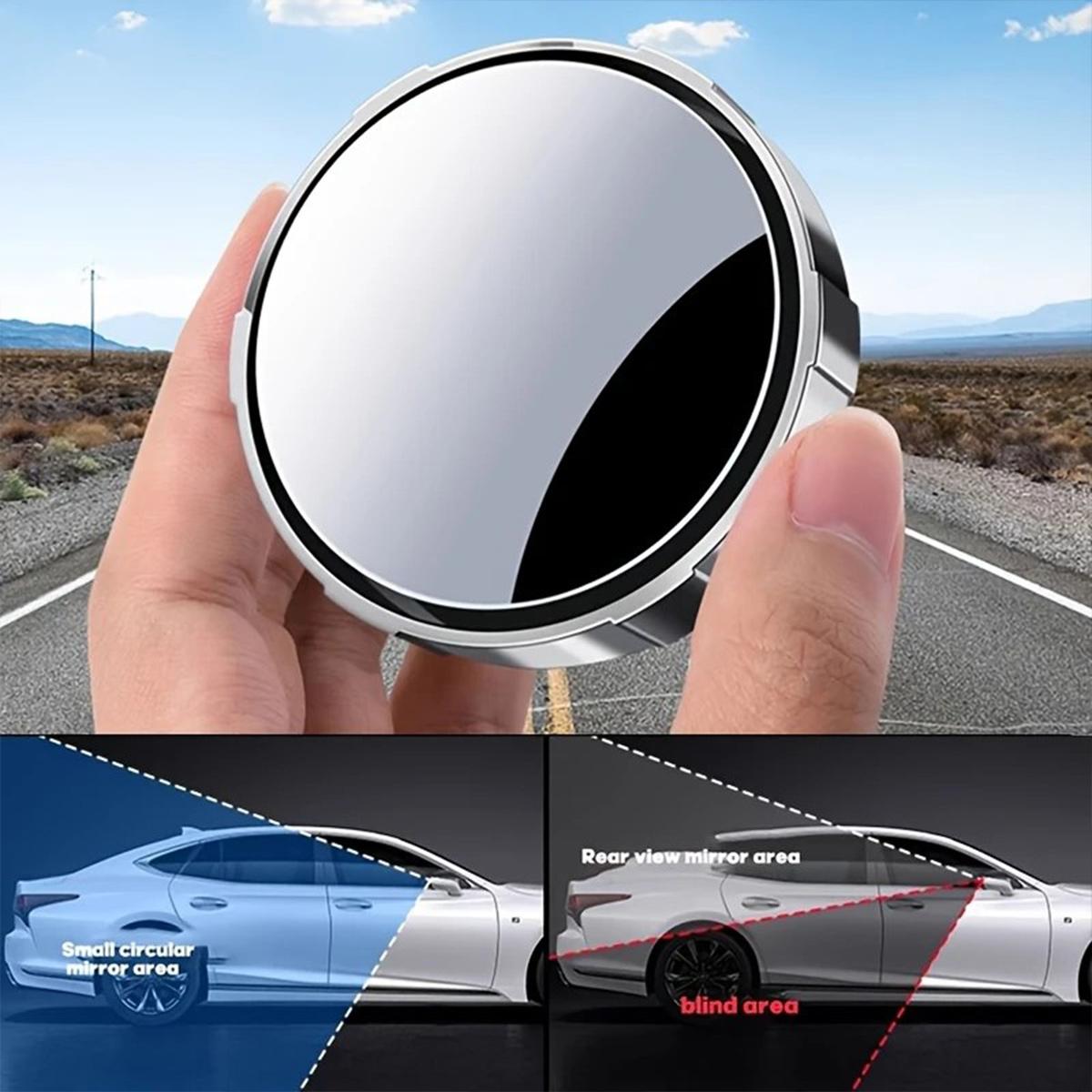 2 Counts Safety Driving Mirror - Car Blind Spot Mirror, 360° Wide Angle Rearview Mirror, Ultra-Clear Small Round Auxiliary Mirror, Easy Installation, Car Exterior Accessory