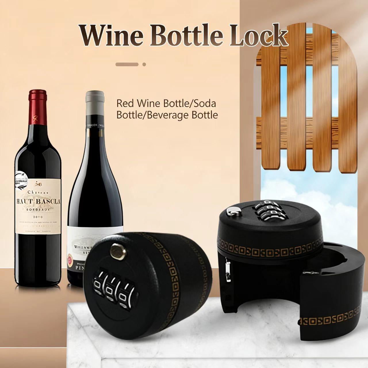 Password Lock Wine Bottle Lock, 3-Digit Numeric Password Wheel, Secure Anti-Theft Design, Ideal for Home & Office Use