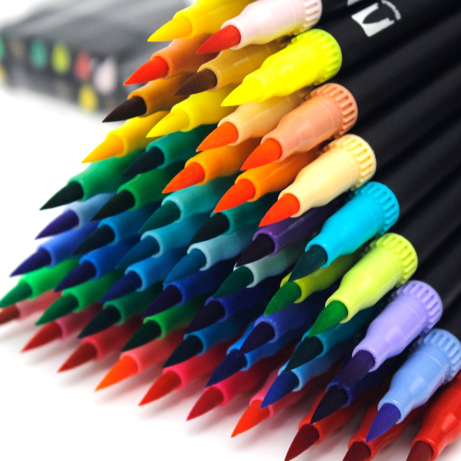 12-120 Color Markers Set, Fine Tip & Brush Head, Professional Art Supplies for Adult Coloring Books, Journals, Note Taking, Drawing, Marker Pen Set