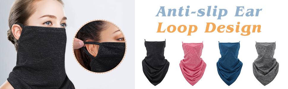 MoKo Scarf Mask Bandana with Ear Loops 3 Pack, Neck Gaiter Balaclava with Filter Pocket Face Mask for Outdoor for Women Men  freeski masks tube outdoor sport