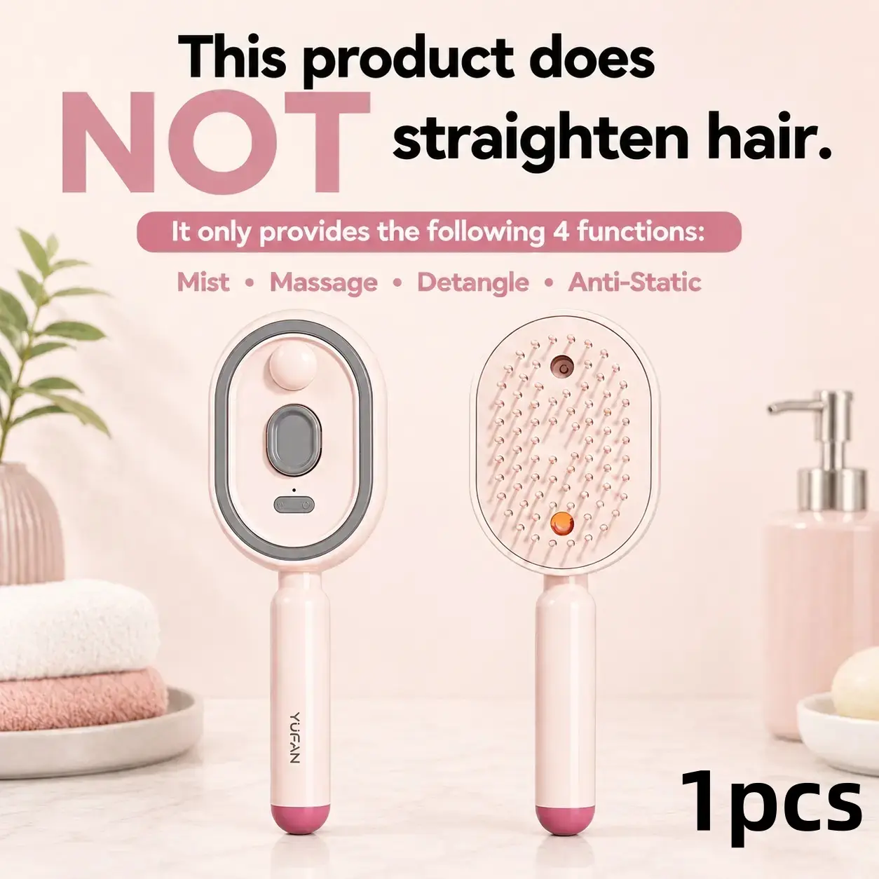 Electric spray air cushion massage comb, Anti tangle brush, self-cleaning, anti-tangling, anti-static, with a hairbrush attachment, combined with essential oil atomizing aromatherapy, it cares for hair and is a gift for ladies, Scalp Brush, Haircare Brush