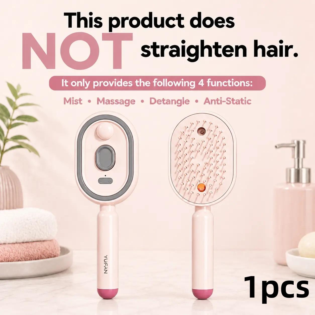 Electric spray air cushion massage comb, Anti tangle brush, self-cleaning, anti-tangling, anti-static, with a hairbrush attachment, combined with essential oil atomizing aromatherapy, it cares for hair and is a gift for ladies, Scalp Brush, Haircare Brush