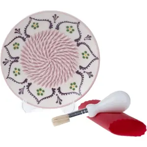 Ceramic Garlic Grater - Handmade Four-Piece Set - Natural Grinder - Decorative Meat Grinder - Ginger, Cheese Grater - Handheld Dish (Herb White): Home & Kitchen