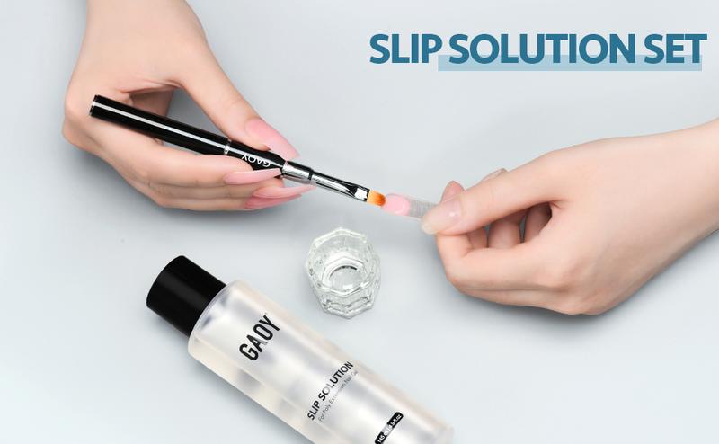 GAOY Slip Solution Set for Poly Gel Nails, 145ml Anti-stick Gel Liquid with Nail Art Brush, for Building Extension Gel Nails Polish Manicure