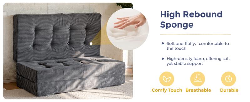 MAXYOYO Tri-Fold Mattress, 6 Inch Tufted Folding Mattress Full Foam Bed, Foldable Floor Mattress Guest Bed Mattress Topper Portable Camping Sleeping Couch