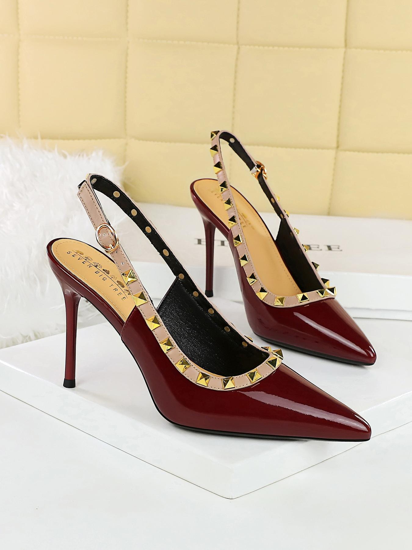 Women's Fashionable Studded Decor High Heel Shoes, Elegant Pointed Toe Slingback Heels for Party, Daily Clothing Decor for Women & Girls, Footwear