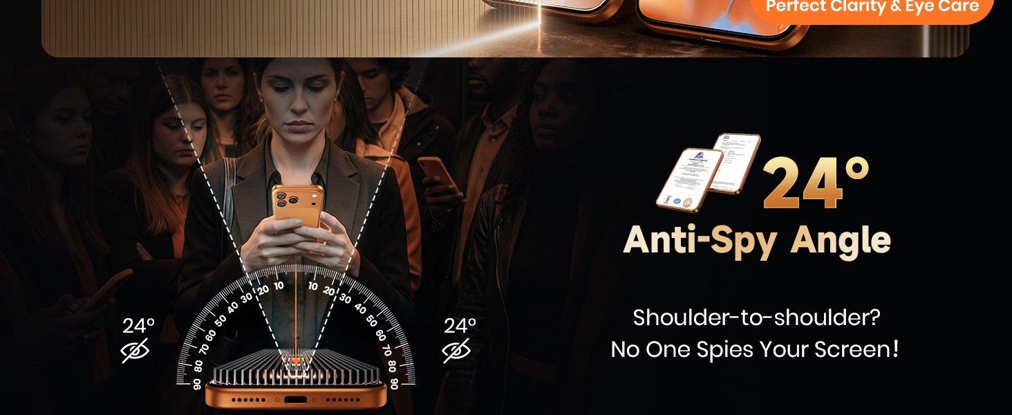 Matte Privacy Screen Protector for iPhone 17 Pro Max - [Anti-Glare & Anti-Fingerprint] [24° Anti Spy] [Smooth as Silk] 9H+ Tempered Glass With Auto Fit Box Zero Bubble,2 Pack