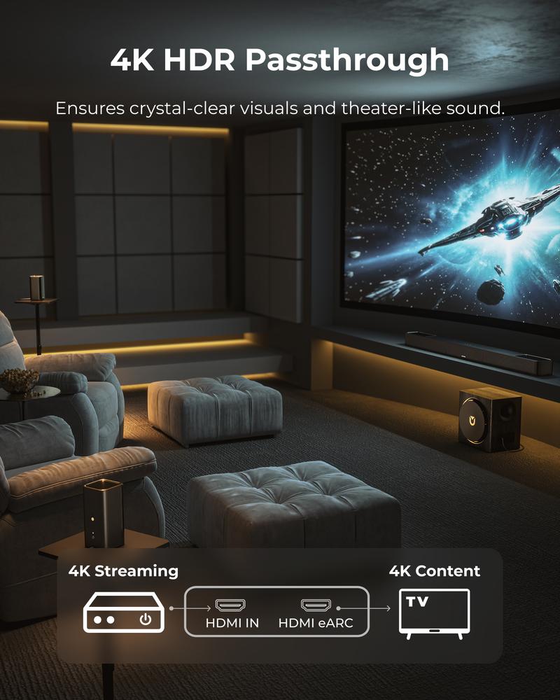 Limited Sale-ULTIMEA Skywave X70 7.1.4ch Professional Wireless Surround Sound System for TV, Dolby Atmos, Home Theater, 980W Sound Bar with 10" Wireless Subwoofer, Powerful Bass, 20Hz Low Frequency, 4K HDR Pass-Through, Bluetooth and APP Control Audio