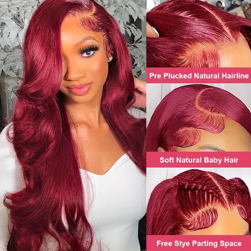 Bling Hair 99j Red Color 33# 4# Color 13x4/6 Body Wave Lace Frontal Human Hair Wigs 180 Density Lace Frontal Wig Real Hair Pre Plucked Human Hair Lace Wigs With Hairline TikTokShopBlackFriday