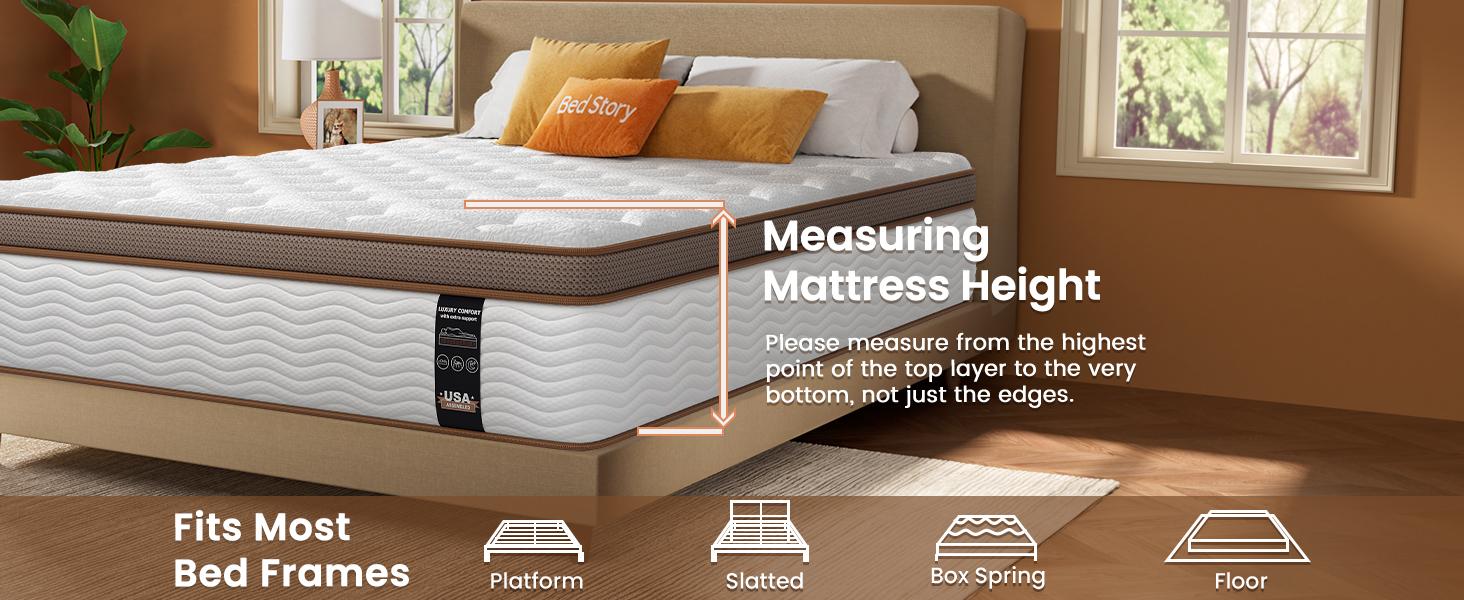 BedStory 12 - 14'' Medium Firm Hybrid Mattress - Full Queen King Bed - Gel Memory Foam & Pocket Springs for Quiet Sleep, Ergonomic BedStory 12 - 14'' Medium Firm Hybrid Mattress - Full Queen King Bed - Gel Memory Foam & Pocket Springs for Quiet Sleep, Ergonomic