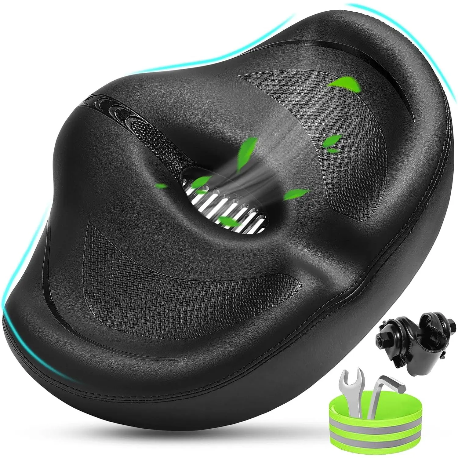 Noseless   Seat, Extra Wide Padded  Seat Cushion for Men Women Comfort, Large Comfortable  Saddle for Peloton, Stationary Exercise , Ebike, Beach Cruiser, City