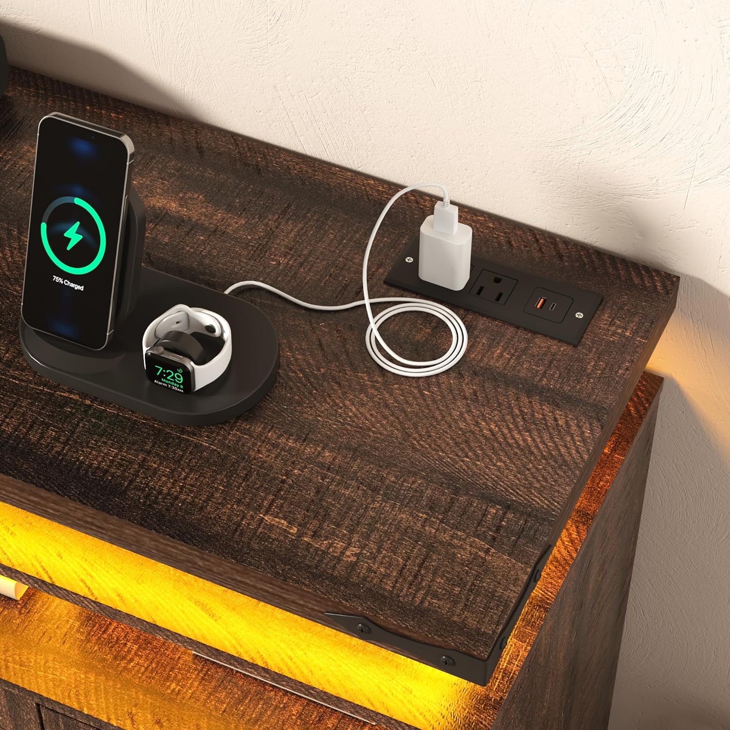 【2Packages Shipping】70.8" Farmhouse Fireplace TV Stand for TVs up to 80" with 36" Electric Fireplace, 32" Tall Entertainment Center with Power Outlet/LED Lights, Media Console w/Sliding Barn Door for Living Room