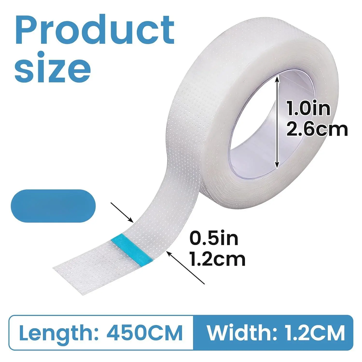 Medical Grade Transparent PE Eyelash Tape (1 Single Roll), Breathable Soft Adhesive Tape for Individual Lash Extensions Beauty Makeup Supplies