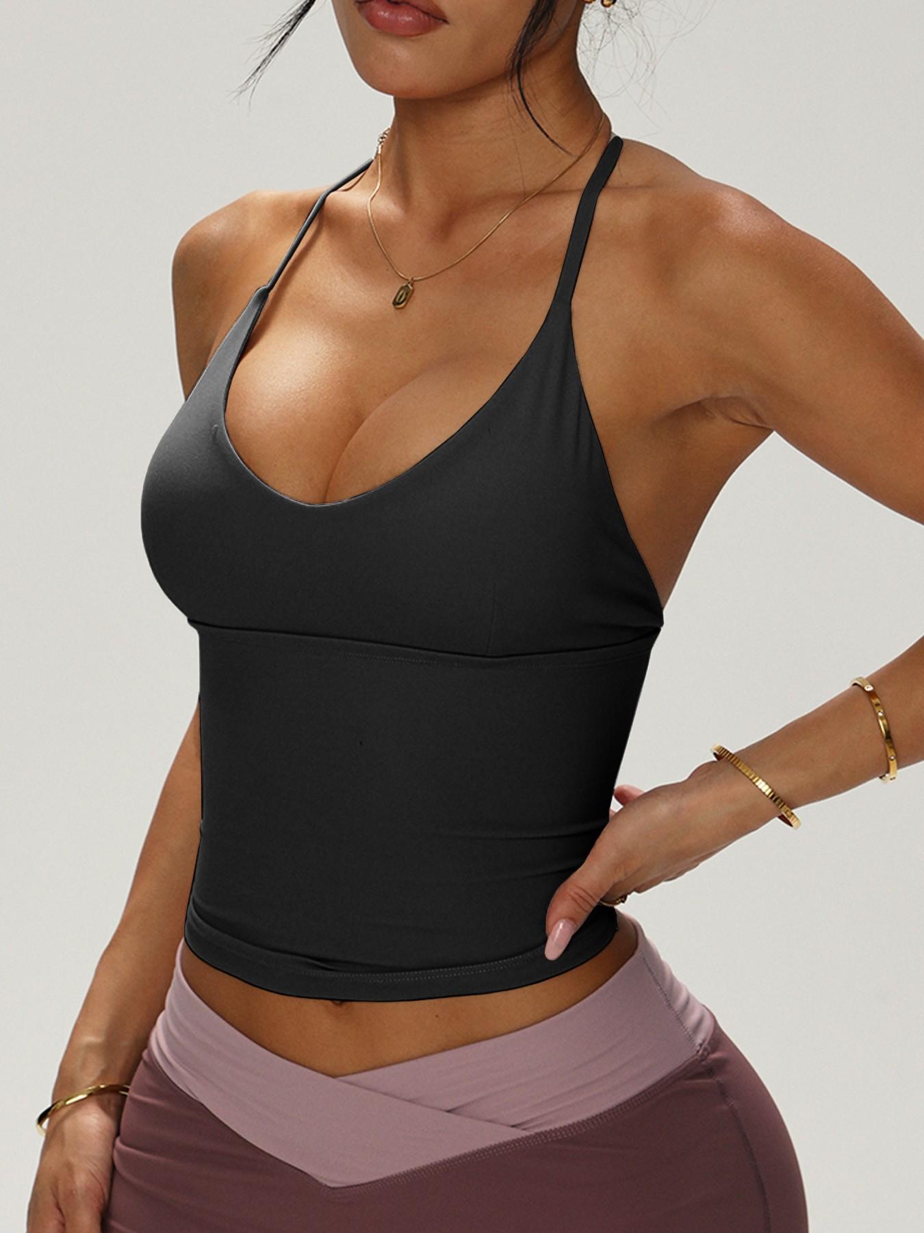 Tkitk seamed Polyester Sporty Backless Top, Backless Sports Tank, Lightweight Breathable Design, Ideal for Cycling & Outdoor Yoga Activities