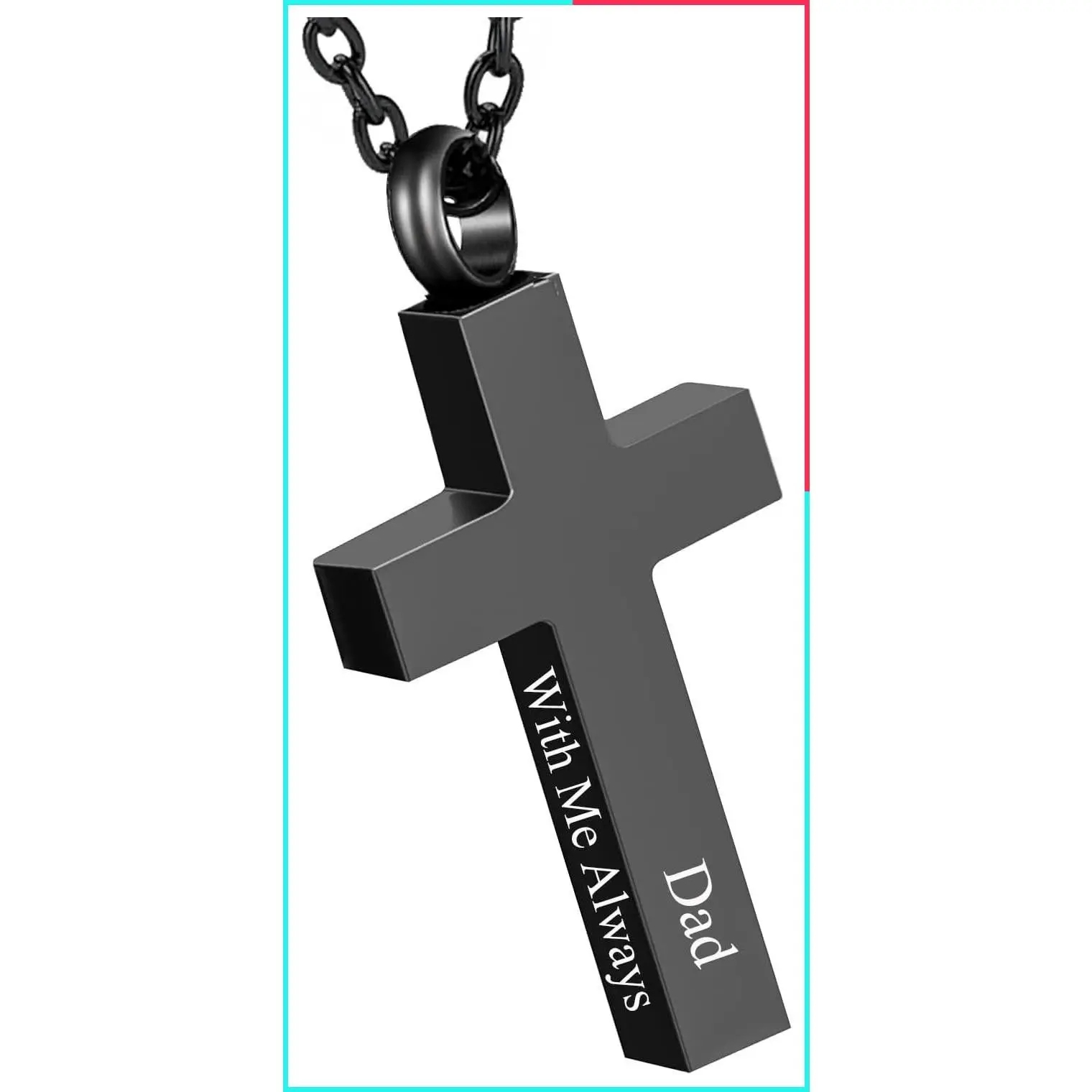 Black Cross Cremation Urn Necklace for Ashes, Memorial Keepsake Pendant for Women and Men, Always with Me