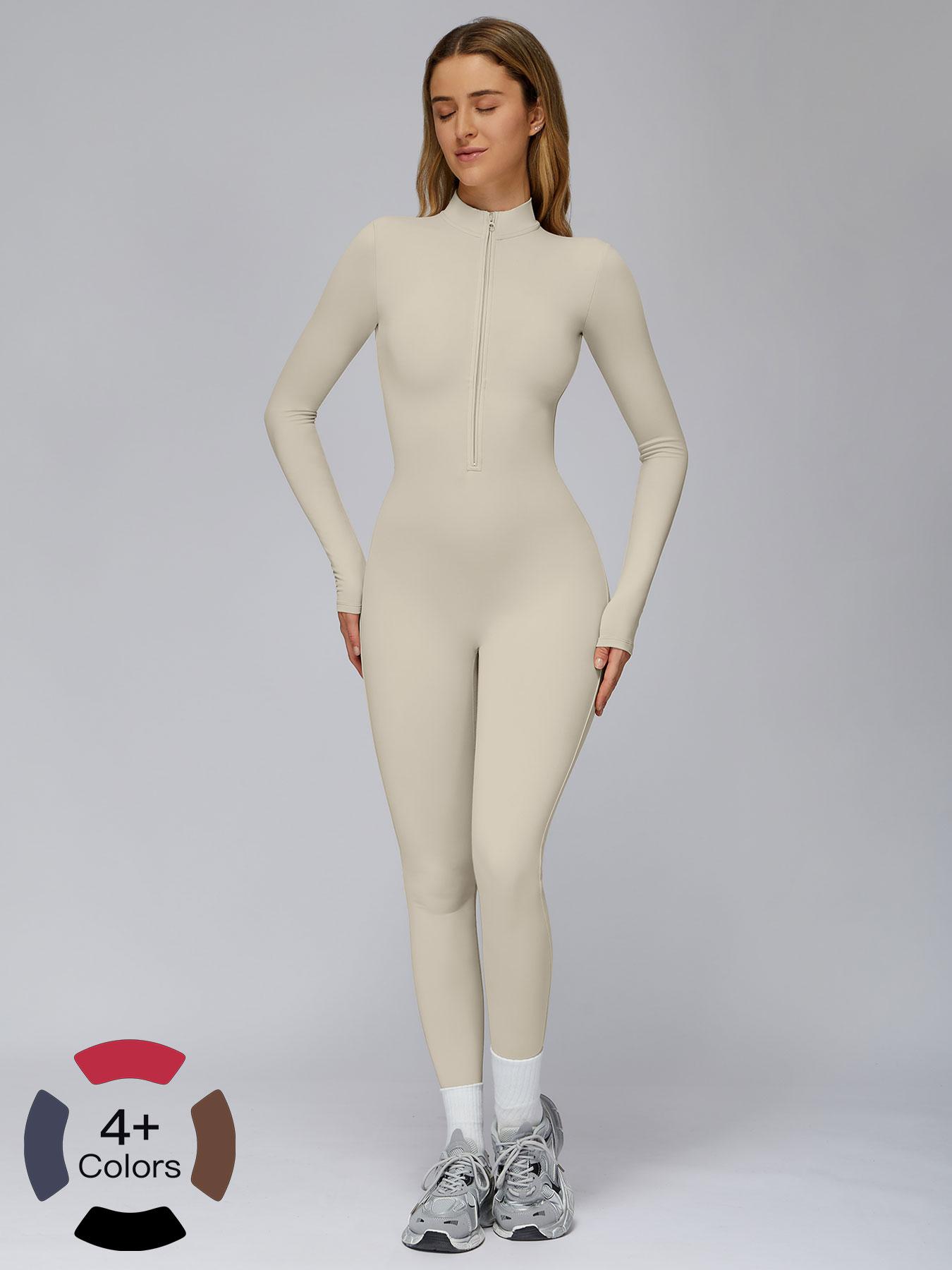 Autumn Winter Cross-Border Jumpsuit, Tight-Fitting Fleece Yoga Jumpsuit, Outdoor Warm One-Piece, Sporty Comfy Jumpsuit, Running Fitness Clothes