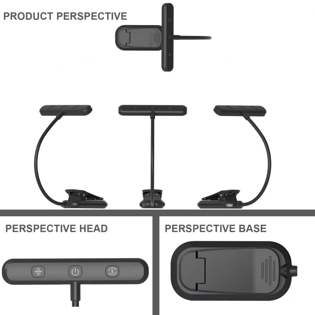 Modern LED Book Light, Mini Creative Clip-On Lamp, Adjustable Metal Hose, Portable Nightlight for Bedroom Study Room