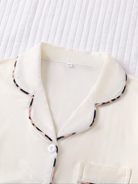 Children's 2-piece pajamas set, new style with short sleeves and shorts with a collar and pockets, fashionable pajamas, Casual Comfy Pajama, beautiful, comfortable soft pajamas, suitable for girls of middle and large size