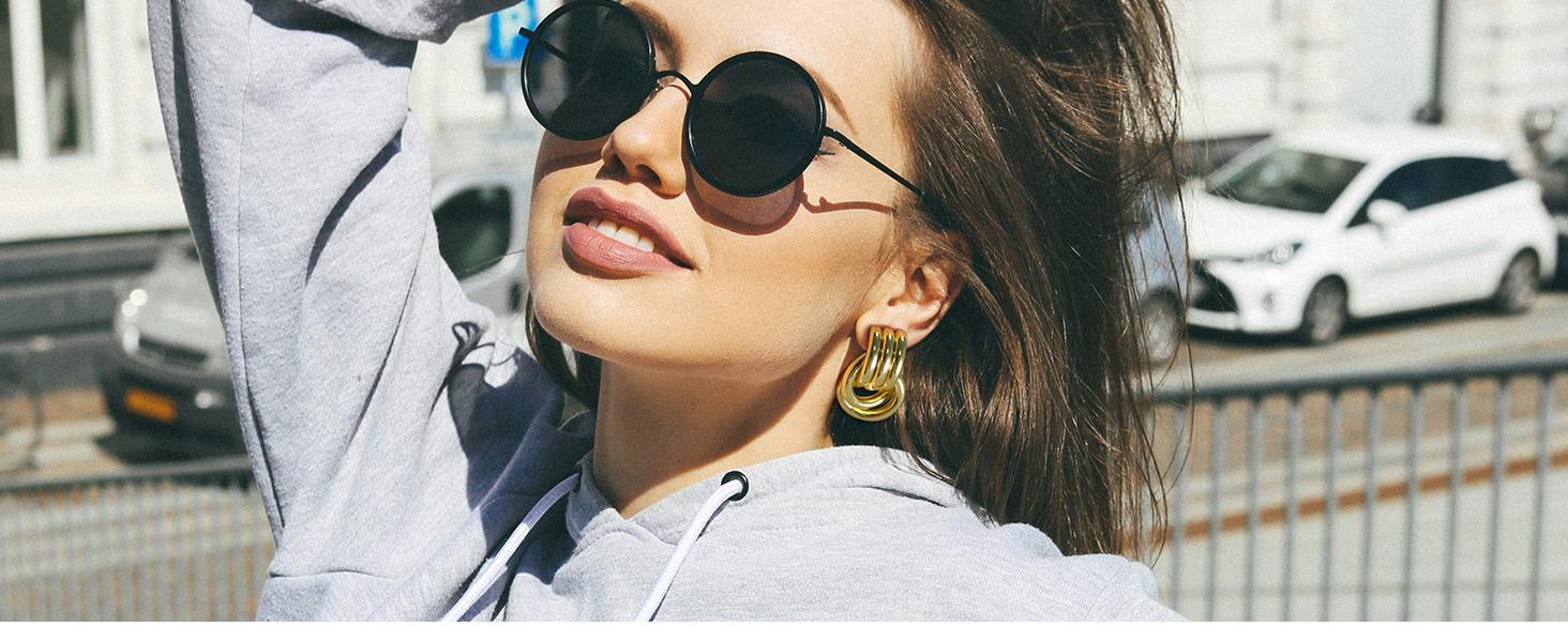 Aprilery Geometric Earrings for Women, Chunky Dangle Earrings Trendy Vintage Statement Earrings Dupes Jewelry for Women