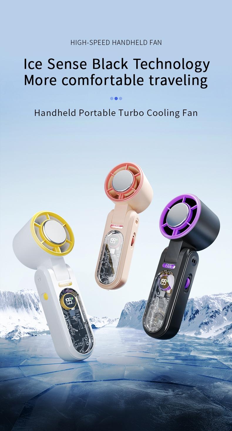 Adjustable USB Handheld Mini Fan, Portable Rechargeable Fan with Display Screen, Compact and Lightweight Design, Ideal for Travel and Home Use