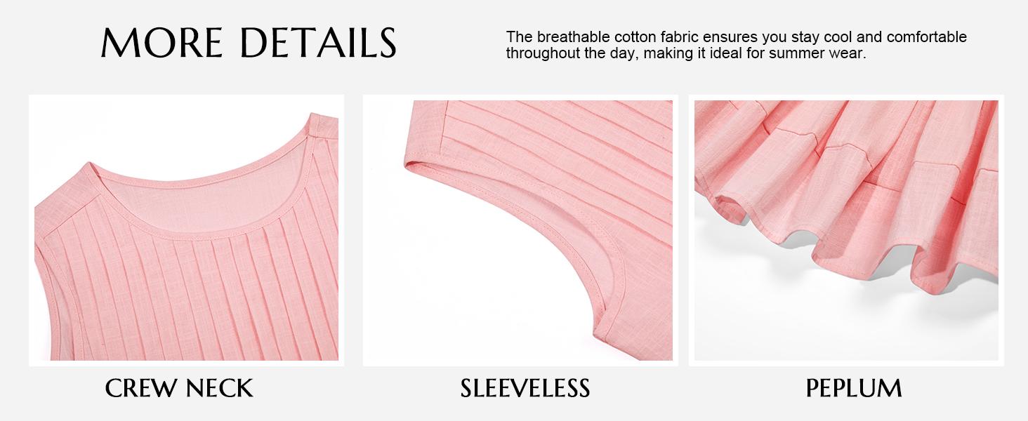 Cicy Bell Womens Pleated Babydoll Tank Tops Summer Peplum Sleeveless Cotton Blouses Loose Fit Flowy Shirts Casual Basic Crewneck Womenswear Cicy Bell Womens Pleated Babydoll Tank Tops Summer Peplum Sleeveless Cotton Blouses Loose Fit Flowy Shirts Casual Basic Crewneck Womenswear