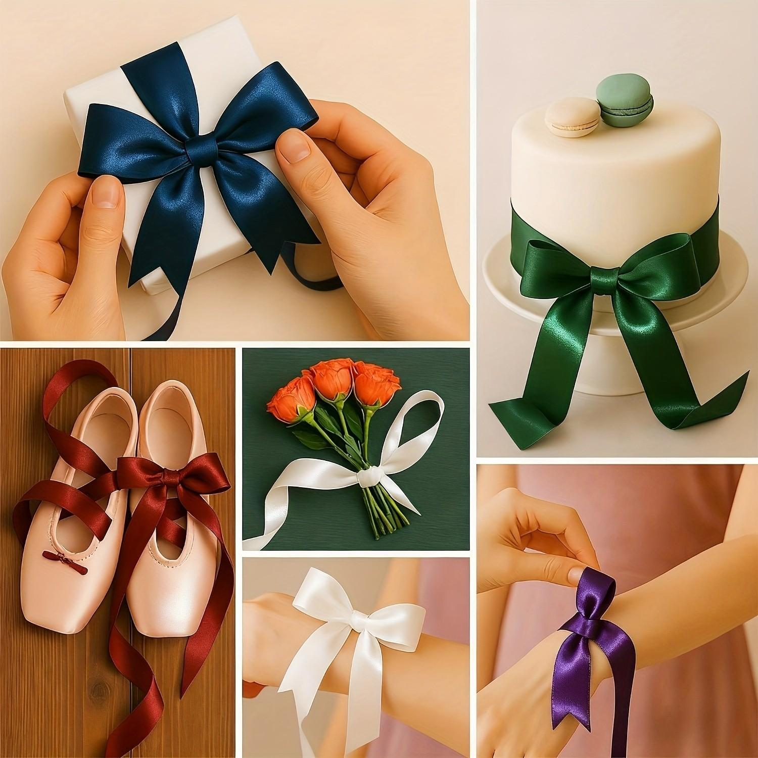 Deep Satin Ribbon, Premium Polyester Material, Perfect for Gift Wrapping, Weddings, Christmas Decorations, Elegant Bow Design