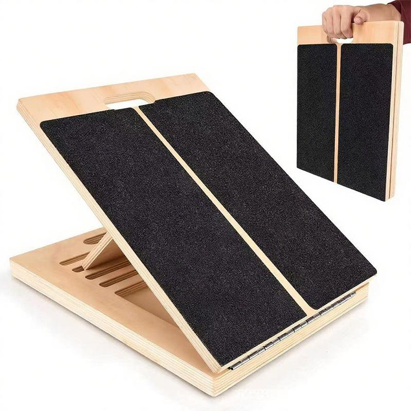 Portable Wooden Slant Board for Calf Stretching Squats Calf Stretcher Pilates Physical Therapy Equipment Adjustable Incline Board for Knees Ankle Heel Feet Leg