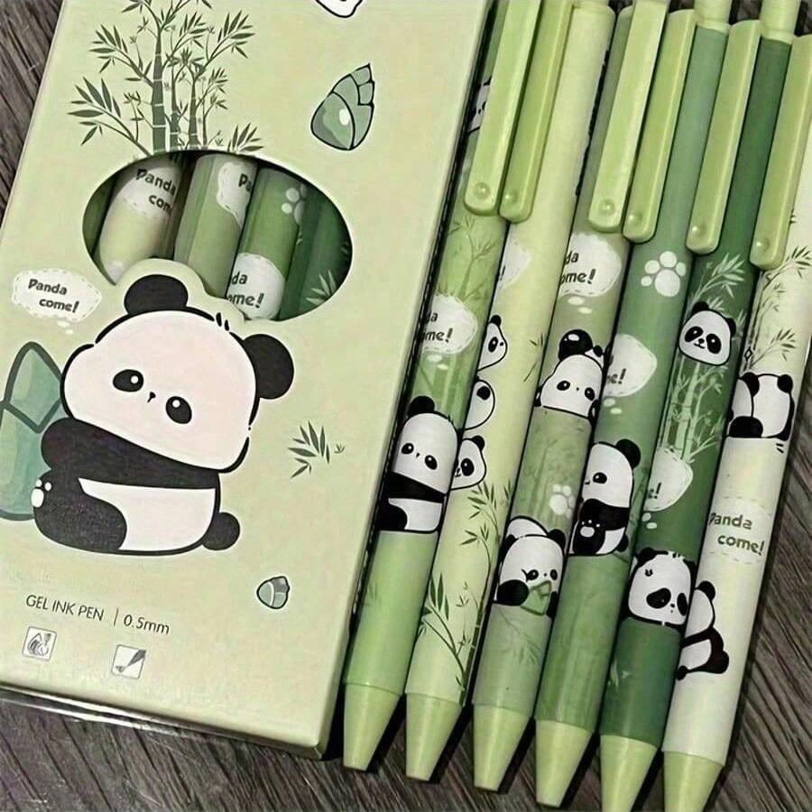 Cute Panda Pattern  Pen, 6 Counts Durable Lovely Smooth  Pen with Clip,  Office Stationery & Supplies for Home School Dormitory