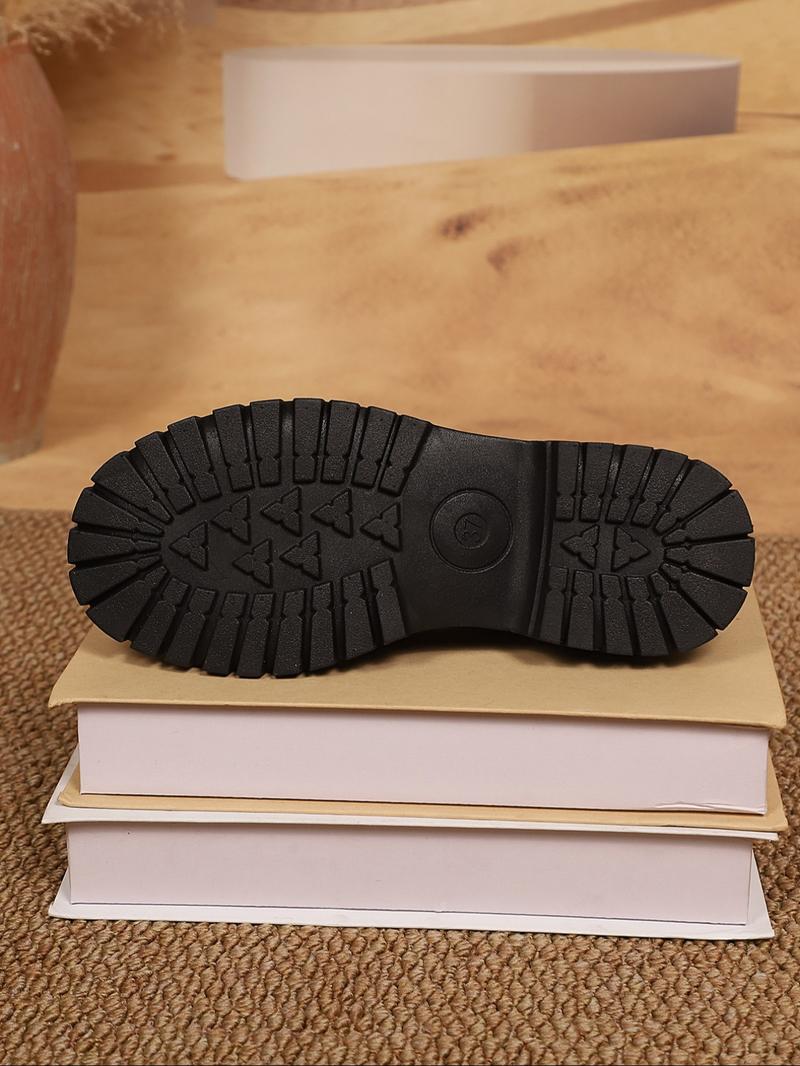 Affordable American Retro Style Women's Leather Shoes - Autumn New Thick-Soled Bowknot Design, Suitable for Matching Skirts, Mary Jane Loafers (Single-Sole)