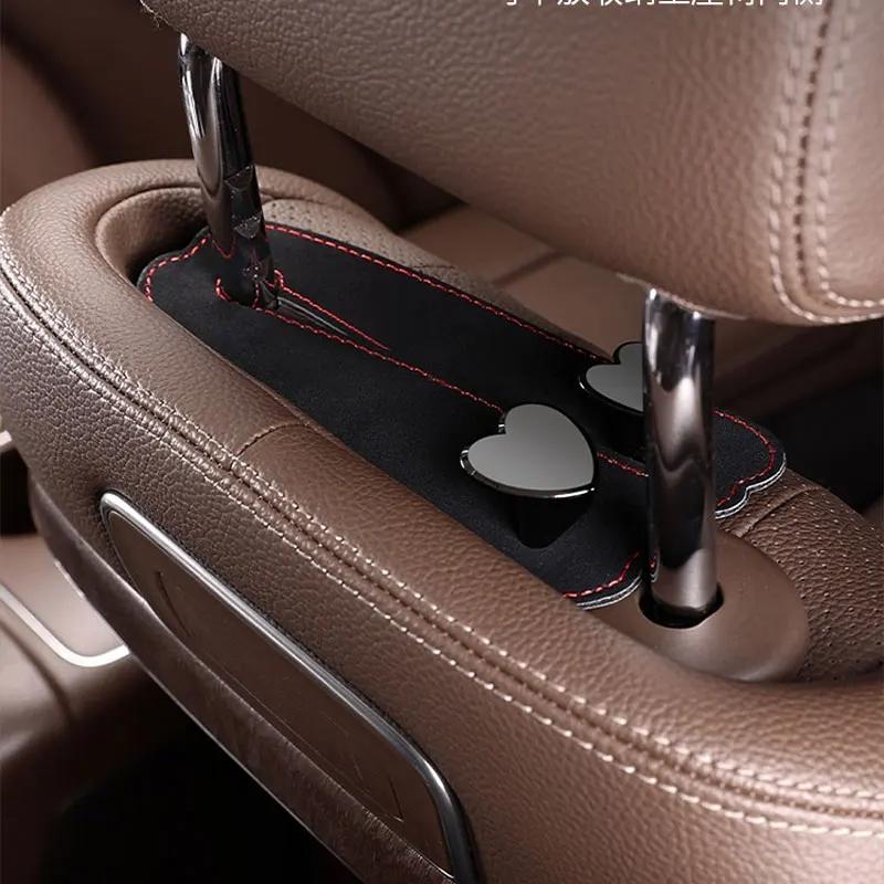 Heart Shape Metal Car Seat Headrest Hooks 2 in 1 Leather Car Seat Back Hook Purse and Bag Backpack Double Hook Car Seat Hanger Backseat Hanging Organizer Car Storage Organizer