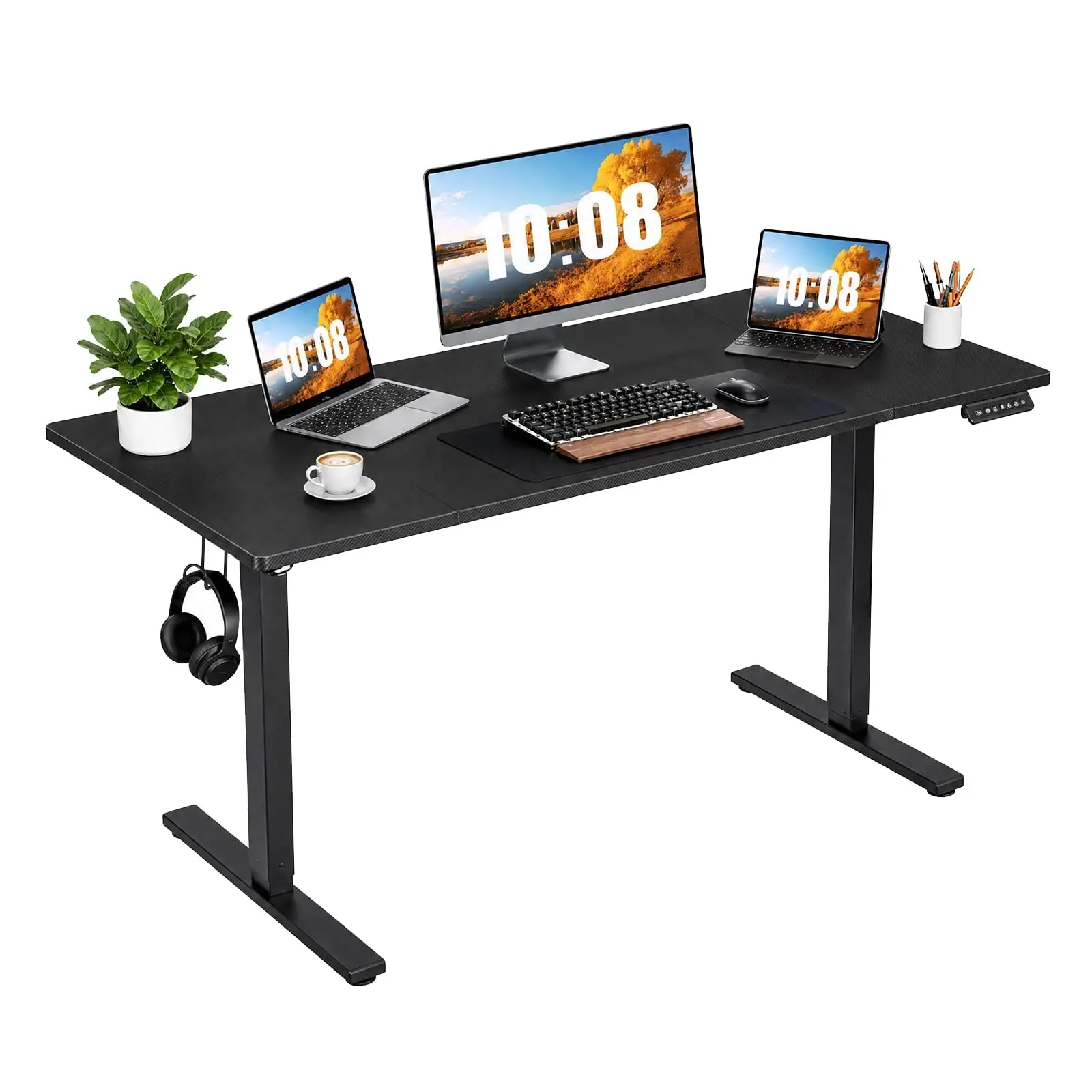Electric Height Adjustable Standing Desk with Memory Controller and Cable Management, Available in Multiple Sizes and Colors, Ergonomic Design Ideal for Home Office and Gaming Workstations